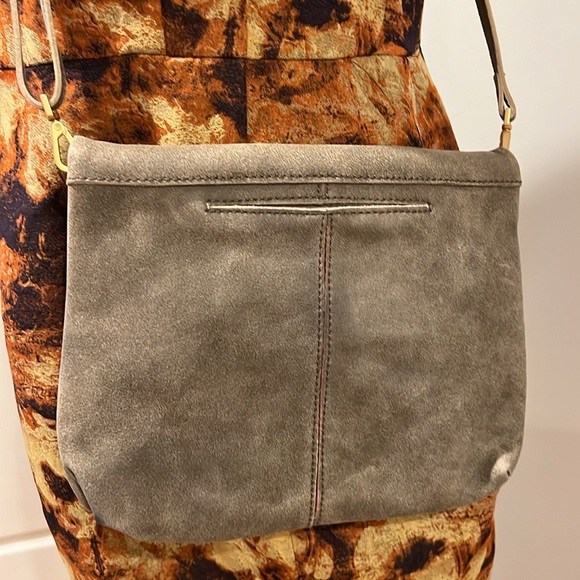 HAMMITT VIP Gray w Pewter Suede Flap Strap Crossbody - Picture 5 of 6